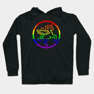 Distressed Rainbow Gay Pride Unicorn Medallion Hoodie